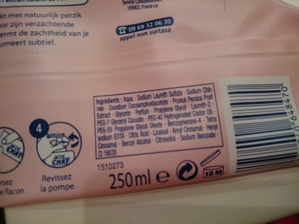 Le chat - gel lavant sans paraben - douceur fruitée - ingrédients