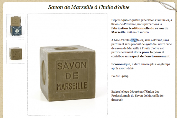 Savon de Marseille Marius Fabre aux huiles végétales