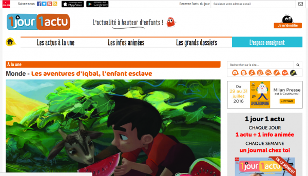 1 jour 1 actu, un site d'info pour les enfants