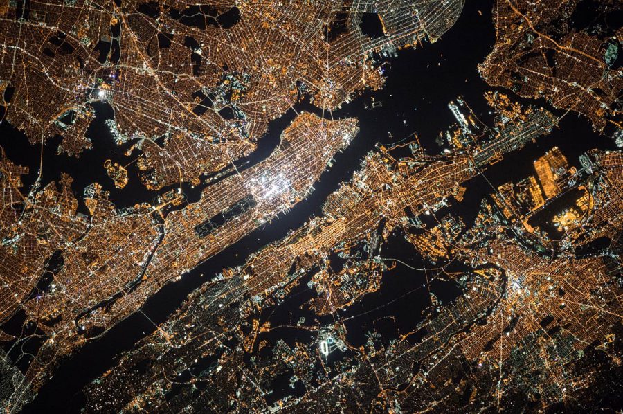 Eclairage - New York vue du ciel la nuit Eclairage - New York vue du ciel la nuit