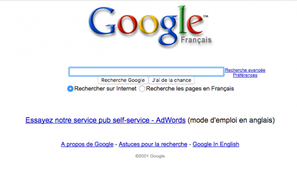 Google février 2001