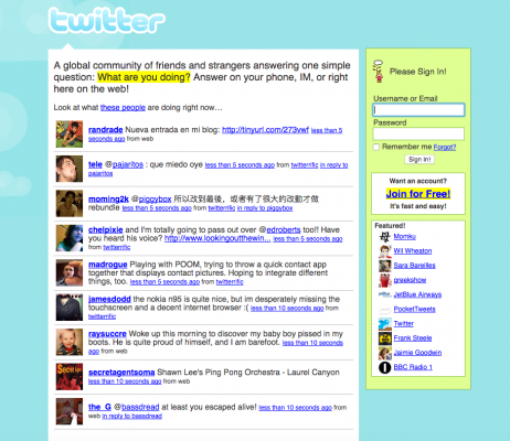 Twitter en juillet 2007