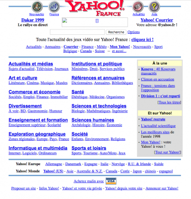 Yahoo 16 janvier 1999